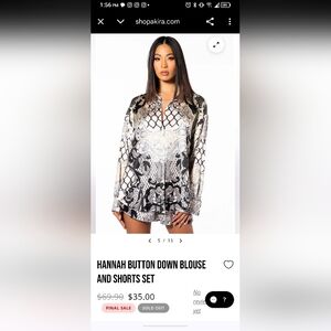 Chic Light Pink Black and White Patterned Blouse and Shorts Set from AKIRA